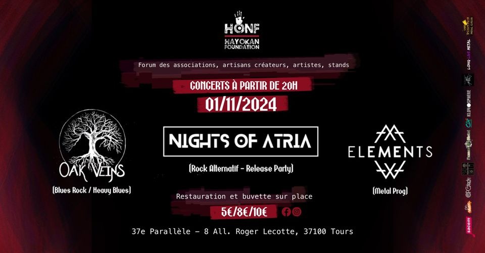 Village associatif avec concerts de Nights Of Atria (release party P.II), Oak Veins, Elements